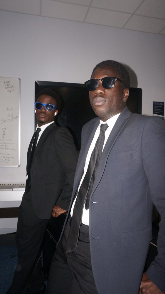 Photoshoot shot 1: suits and sunglasses for the SPOTLIGHT campaign
