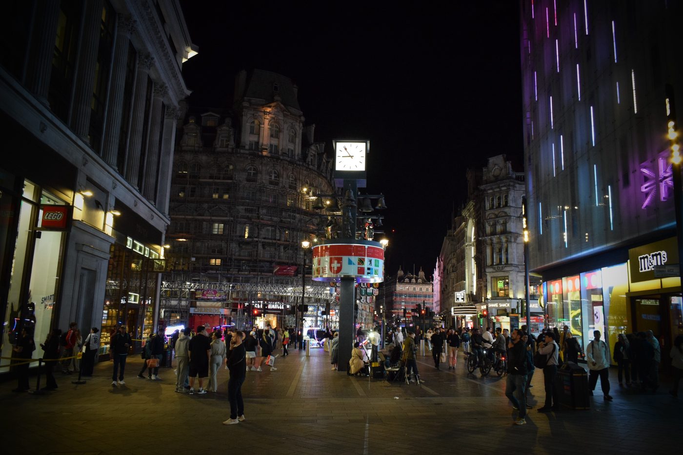Leicester Square at night, photographed by Kwame